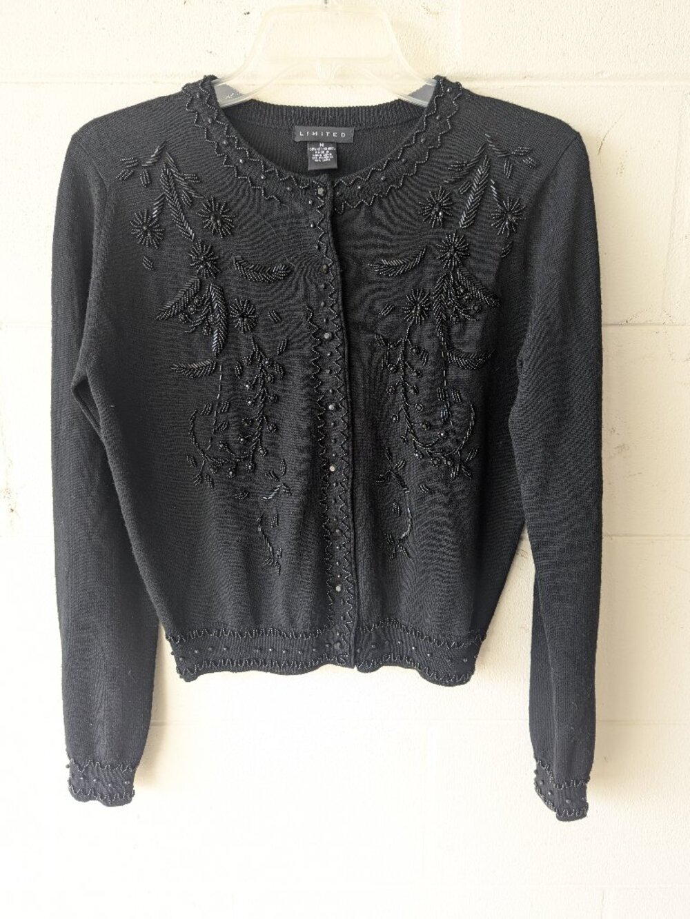 The Limited Wool embellished beaded black cardigan